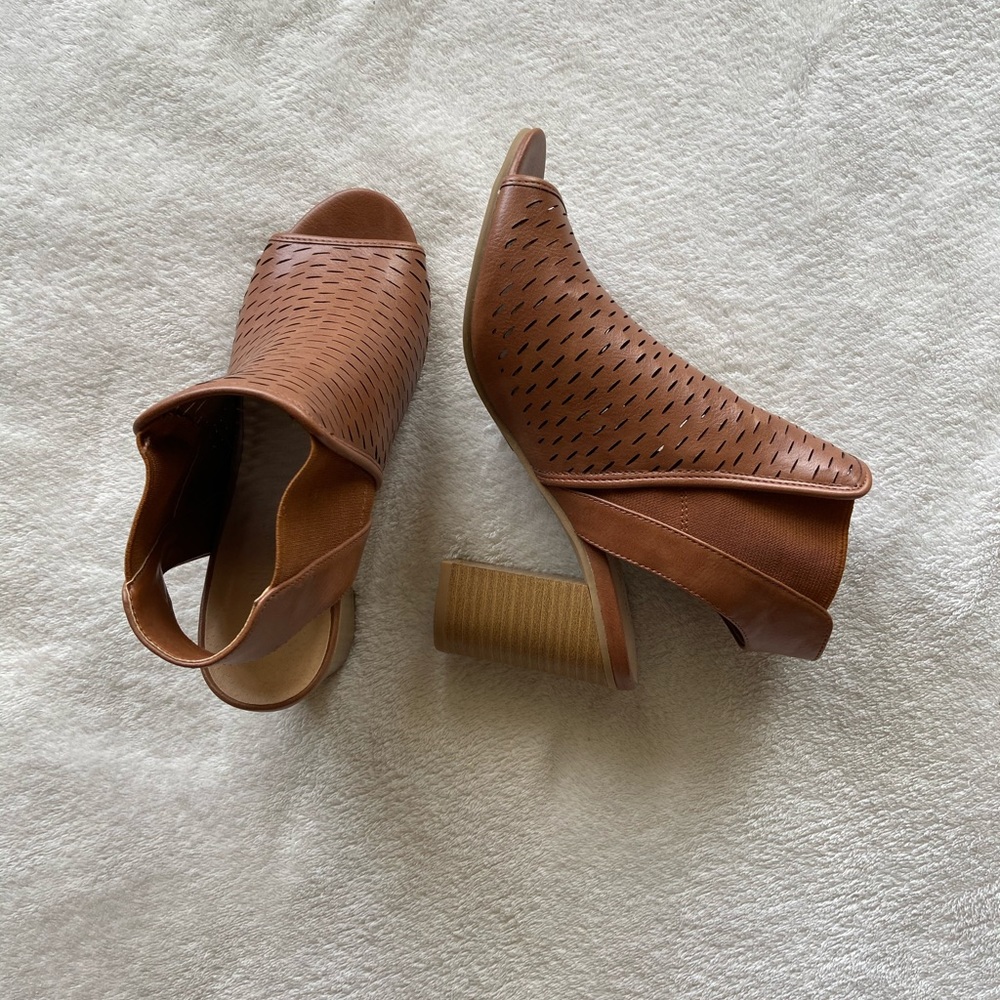 Brown open toe heel